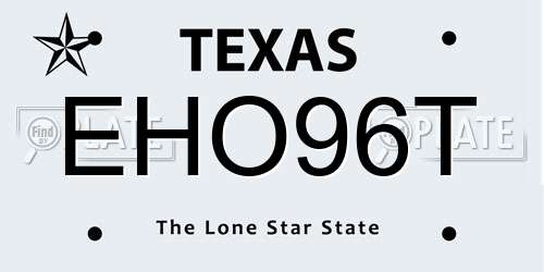 EHO96T Texas License Plate