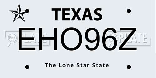 EHO96Z Texas License Plate