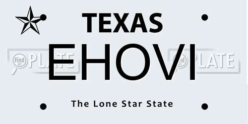 EHOVI Texas License Plate