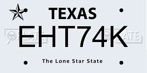 EHT74K Texas License Plate