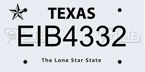 EIB4332 Texas License Plate