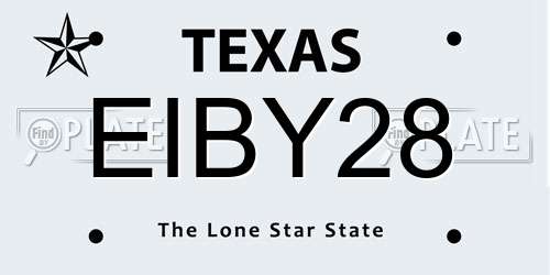 EIBY28 Texas License Plate