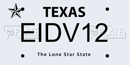 EIDV12 Texas License Plate