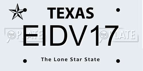 EIDV17 Texas License Plate