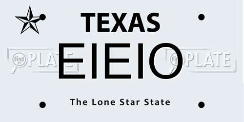 EIEIO Texas License Plate