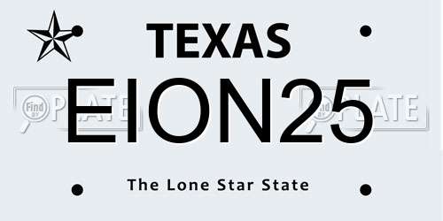 EION25 Texas License Plate