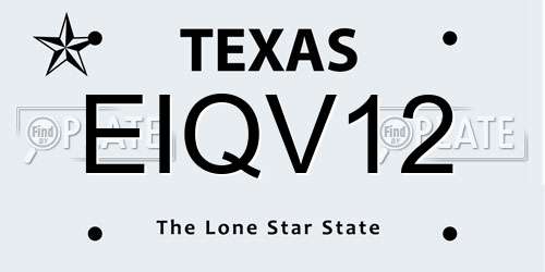 EIQV12 Texas License Plate