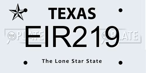 EIR219 Texas License Plate