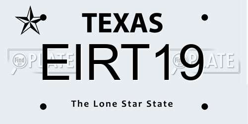 EIRT19 Texas License Plate