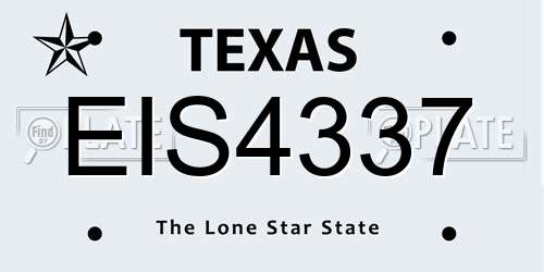 EIS4337 Texas License Plate