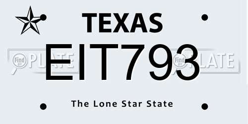 EIT793 Texas License Plate