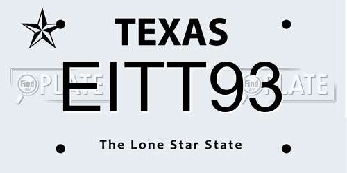EITT93 Texas License Plate