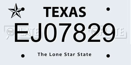 EJ07829 Texas License Plate