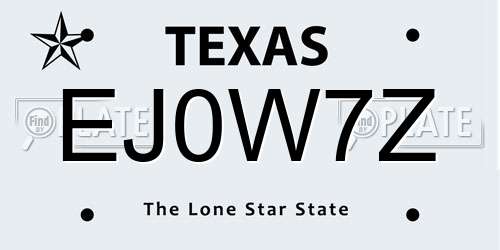 EJ0W7Z Texas License Plate