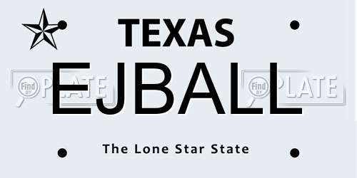 EJBALL Texas License Plate