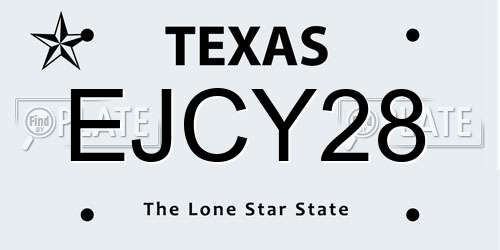 EJCY28 Texas License Plate