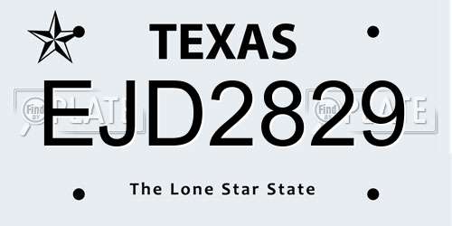 EJD2829 Texas License Plate
