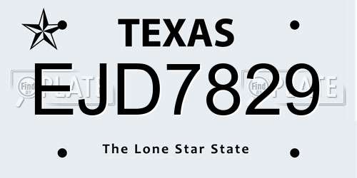 EJD7829 Texas License Plate