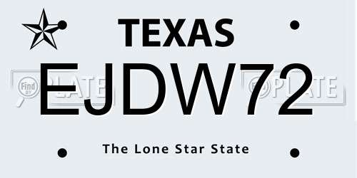 EJDW72 Texas License Plate