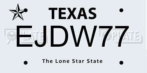 EJDW77 Texas License Plate