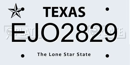 EJO2829 Texas License Plate