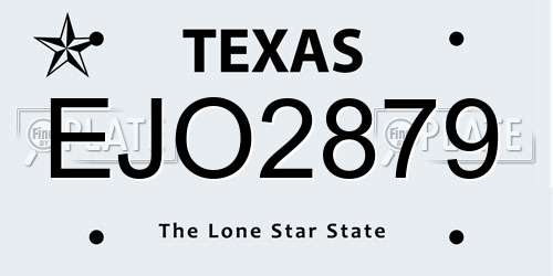 EJO2879 Texas License Plate