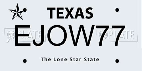 EJOW77 Texas License Plate