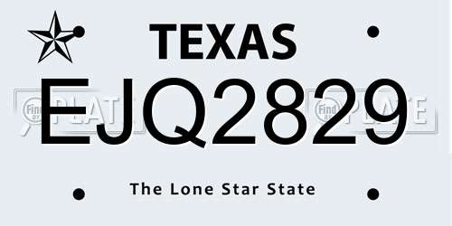 EJQ2829 Texas License Plate