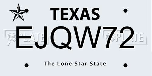 EJQW72 Texas License Plate