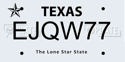 EJQW77 Texas License Plate