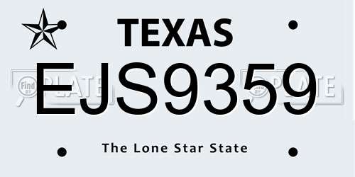 EJS9359 Texas License Plate