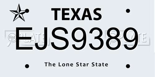 EJS9389 Texas License Plate