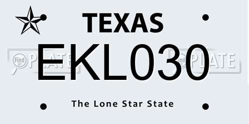 EKL030 Texas License Plate