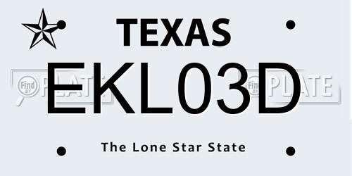 EKL03D Texas License Plate