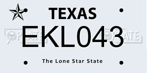 EKL043 Texas License Plate