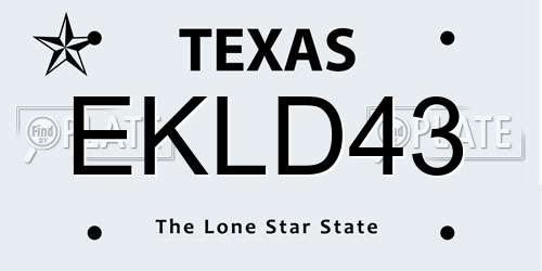EKLD43 Texas License Plate