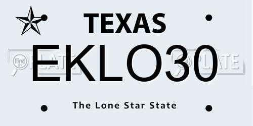 EKLO30 Texas License Plate