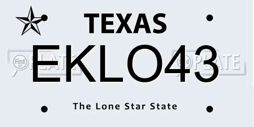 EKLO43 Texas License Plate