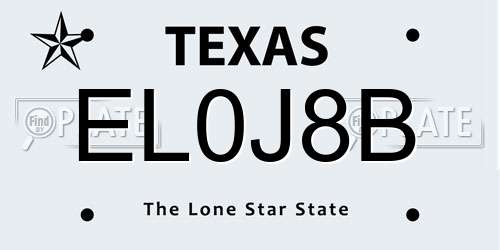 EL0J8B Texas License Plate