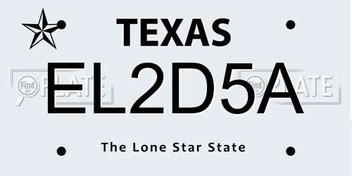 EL2D5A Texas License Plate