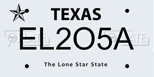 EL2O5A Texas License Plate