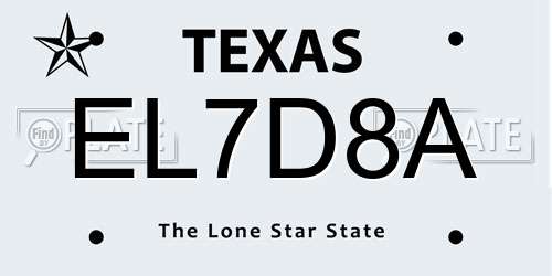 EL7D8A Texas License Plate