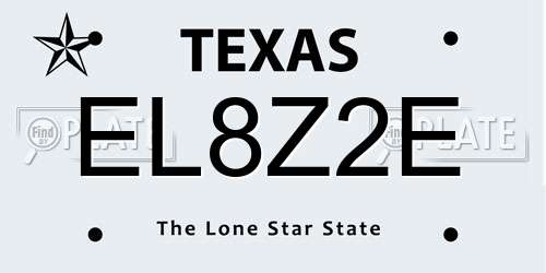 EL8Z2E Texas License Plate