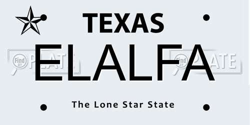 ELALFA Texas License Plate