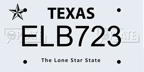 ELB723 Texas License Plate