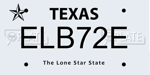 ELB72E Texas License Plate