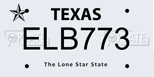 ELB773 Texas License Plate