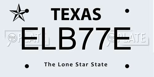 ELB77E Texas License Plate