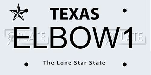 ELBOW1 Texas License Plate