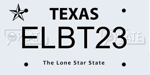 ELBT23 Texas License Plate